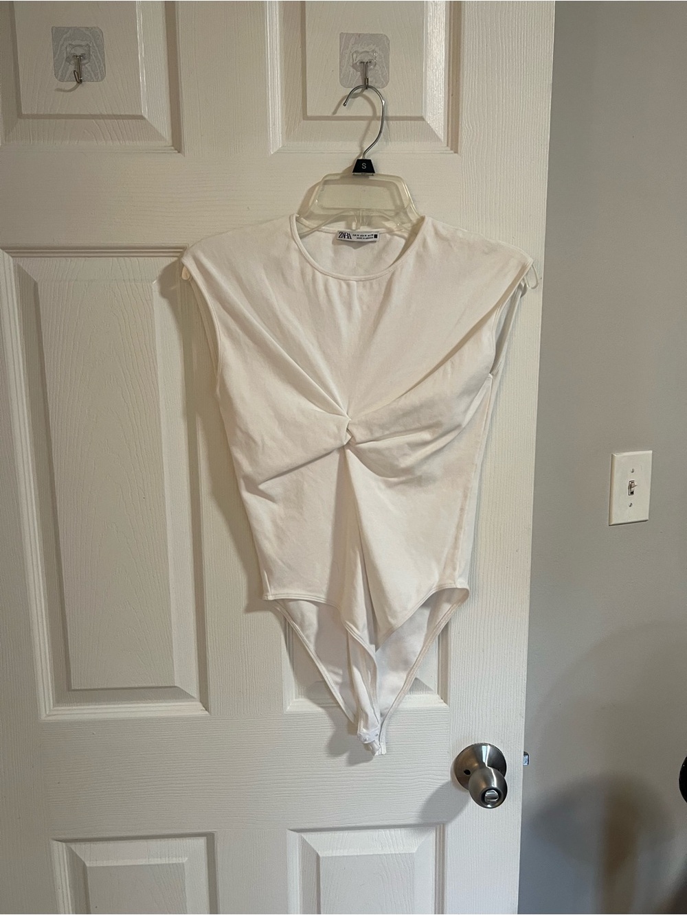 Zara Ivory Twist-Front Sleeveless Bodysuit